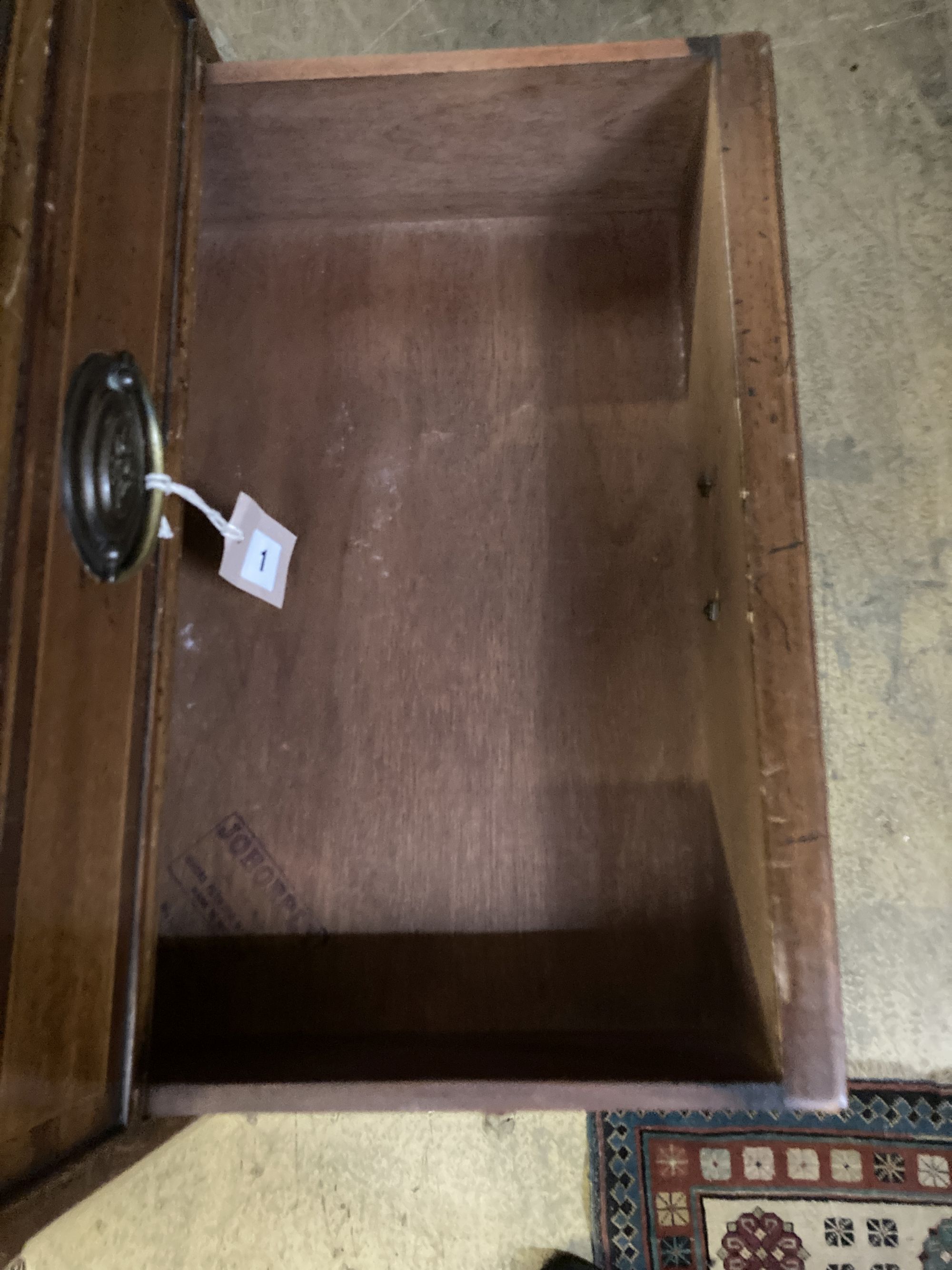 A small banded and inlaid mahogany tall chest of six long drawers, width 52cm depth 37cm height 115cm